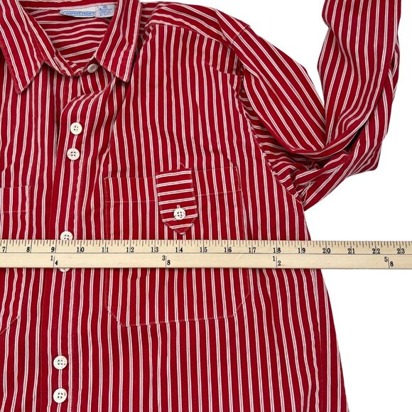 Vintage Pinot Noir Red & White Striped Button-Up Shirt With Chest Pockets - Picture 4 of 6